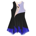 thumbnail image 4 of Jhaoyu Robe de Patinage à Glace Sans Manches pour Filles avec Strass Scintillants Robe de Danse Ballet Gymnastique Noir&Bleu 8, 4 of 6