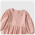 thumbnail image 3 of LOVZFMLL Spring And Summer Girls' Solid Color Long Sleeve Round Neck Dress Elegant And Sweet Versatile Girls' Lantern Sleeve Dress, 3 of 6