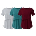thumbnail image 1 of DPTALR Grossesse Enceinte Allaitement T-Shirts à Manches Courtes Couleur Unie Col Rond Blouse d'Allaitement, 1 of 8