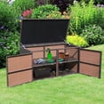 thumbnail image 2 of Gymax 73 Gallon Rattan Storage Box Outdoor Patio Container Seat w/ Door Mix Brown, 2 of 10