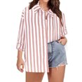 thumbnail image 1 of TIMIFIS Chemises à Manches Longues pour Femmes Grande Taille Chemise à Rayures Boutonnée Automne Décontractée Col Rabattu avec Manches Ajustables Hauts, 1 of 8