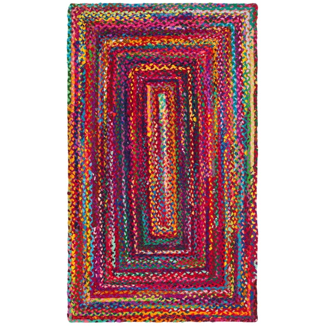Safavieh Tressed Collection BRD210A Fait à la Main Boho Réversible Coton Zone Tapis, 3' x 5', Rouge / Multi