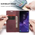 thumbnail image 4 of KOMI Wallet Case for Samsung Galaxy S9 Plus, Premium PU Leather Case Vintage Matte Wallet Flip Cover [Card Slots] [Magnetic Closure] Stand Function Folio Shockproof Full Protection Red, 4 of 5