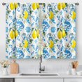 thumbnail image 1 of Lemon Flower Kitchen Curtains - Country Leaves Rustic Small Short Cafe Curtains Farmhouse Fruits Botanical Plant Tier Curtains Decor for Living Room Rod Pocket Window Drapes 2 Panels 28"x36", 1 of 5
