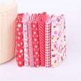 thumbnail image 2 of 7 Pcs Assorties 7 Motifs Carrés Lots de Tissu Couture Carrés Patchwork Prédécoupés Chutes de Tissu pour Bricolage Courtepointe Appliqué Poupée Confection de Robe (Rouge) 5.12x5.12 Pouces, 2 of 5