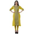 thumbnail image 2 of Moomaya Tunique Droite à Col en V pour Femmes, Manches Roulées, Kurta en Coton Imprimé, 2 of 6