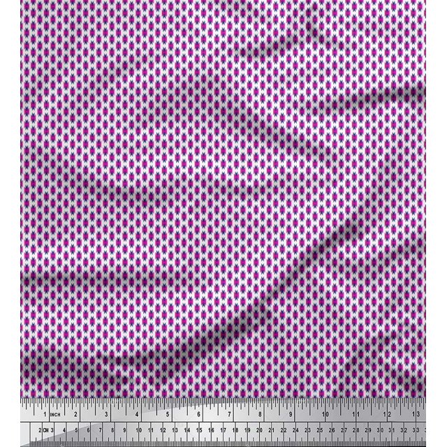 Soimoi Satin Silk Fabric Geometric Small Print Fabric by Yard 42 Inch Wide