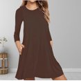 thumbnail image 4 of zanvin Hauts pour Femmes, Mode pour Dames Décontractée à Manches Longues, Robe T-shirt Ample Unie avec Poches, Chemise, 4 of 5