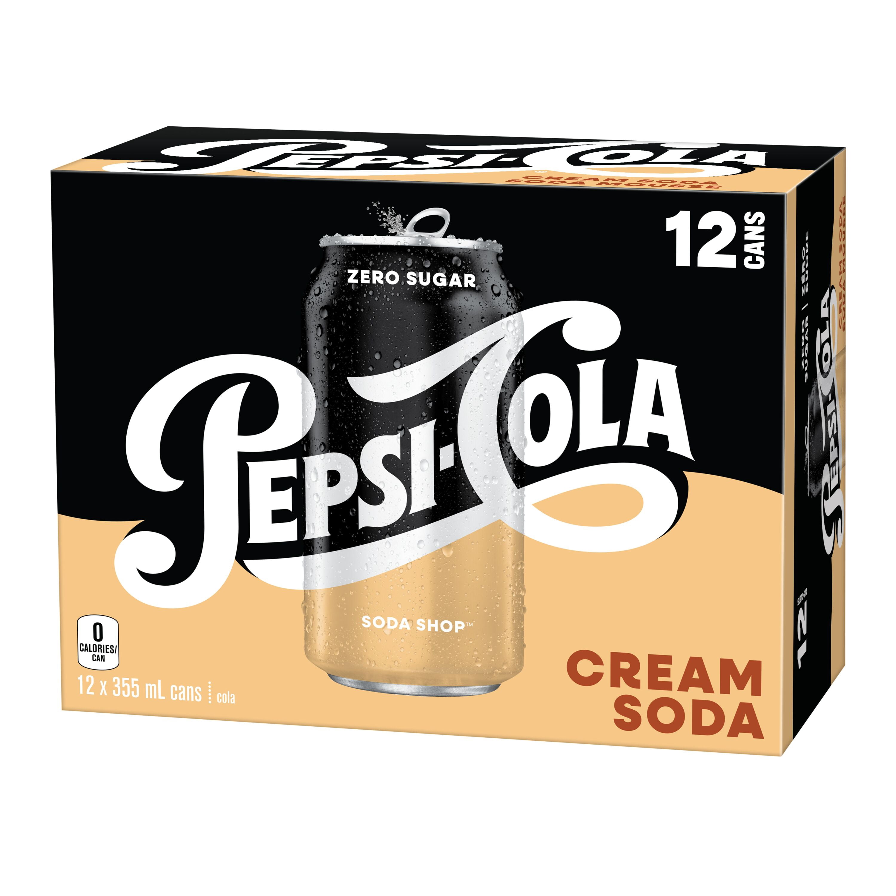 Pepsi Cola Zero Sugar Soda Shop Cream Soda 12x 355 ml, Cans