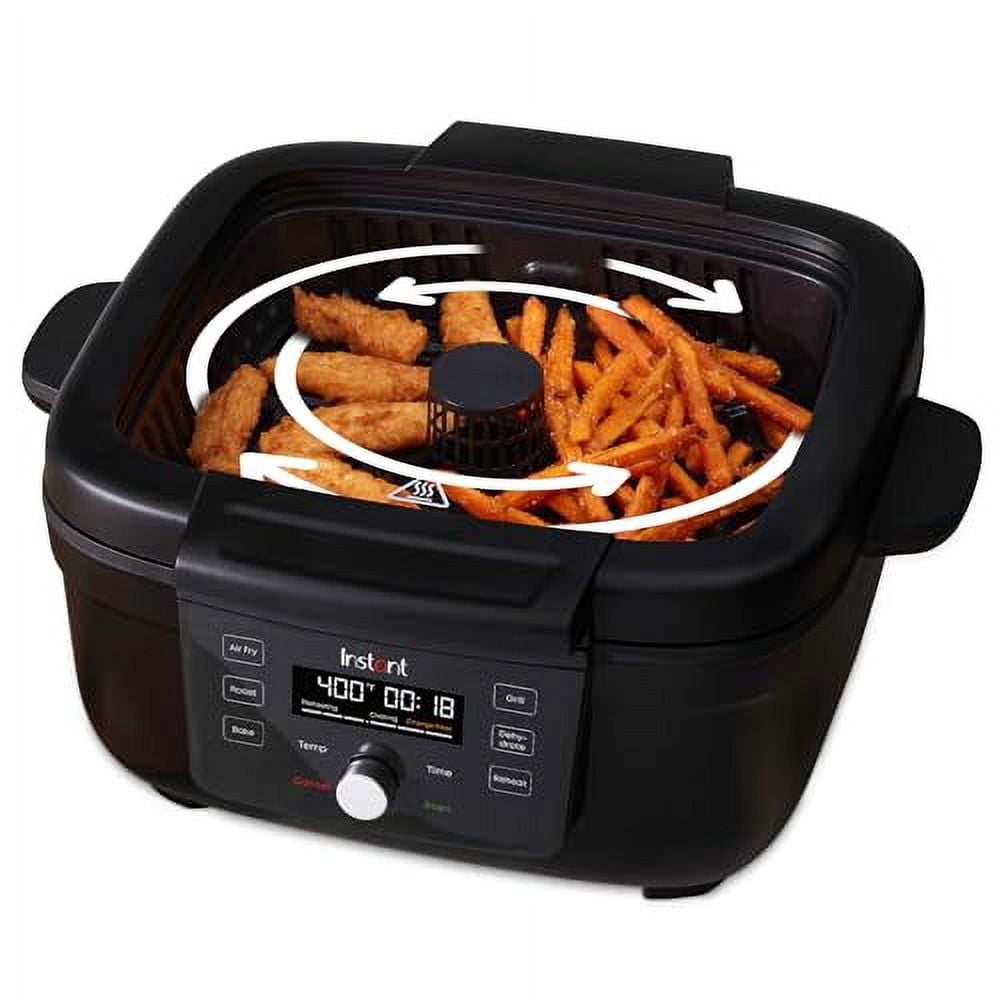 Instant 6-in-1 Indoor Grill and Air Fryer with Bake, Roast Reheat & Dehydrate, From the Makers of Instant Pot, with Odor-Reducing Filter, Clear Cooking Window, and Removable Lid for Ea