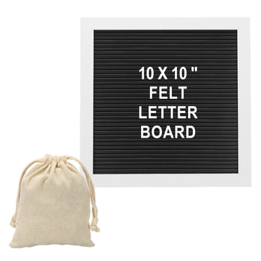 Uxcell Felt Letter Board, 10x10" Black White Plastic Message Board, White Bronze Letter