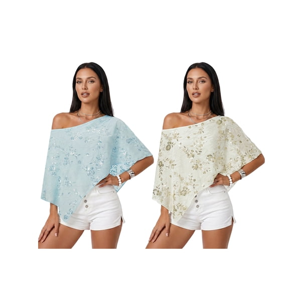 Gupgi Sequin Flower Embroidered Blouse Elegant Sparkly