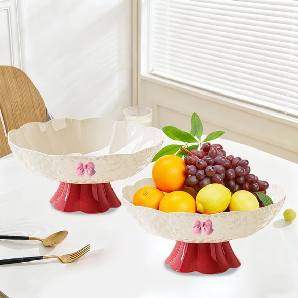 Fruit Platter Serving Tray with Detachable Base | Vegetable Plate with Draining Hollows | Plastic Serving Dish for Salad Snacks Candy | Household Living Room Kitchen Table Use