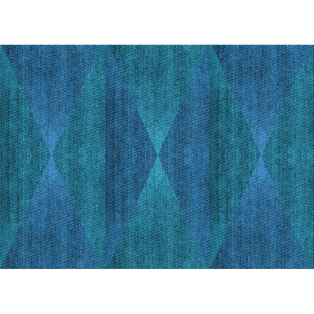 Ahgly Company Machine Washable Indoor Rectangle Transitional Deep Sky Blue Area Rugs, 4' x 6'