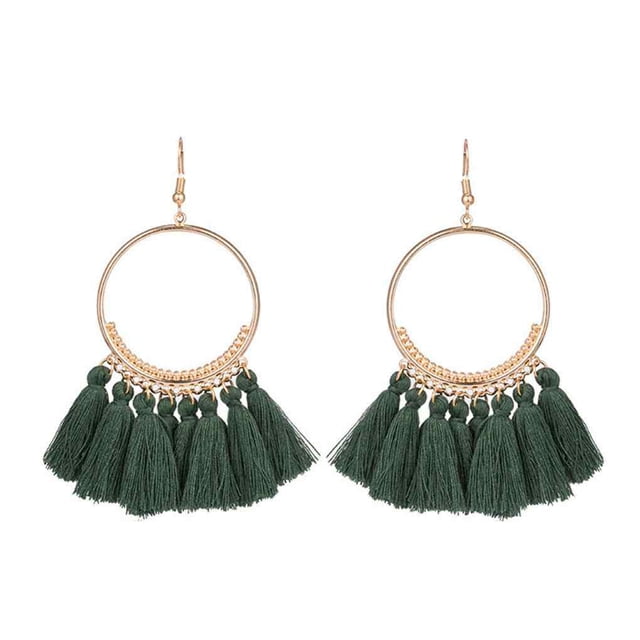 Women Fashion Bohemian Ethnic Fringed Earrings Women Tassel Earrings ...