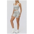 thumbnail image 3 of PISONIC Women Two Piece Workout Sets Color Block Backless Tank Top and High Waist Booty Lifting Shorts Gym Yoga Active Outfits, 3 of 7