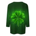 thumbnail image 4 of Diufon T-Shirts de la Saint-Patrick pour Femmes, Grande Taille, Imprimé Trèfle, Manches 3/4, Col Rond, 4 of 5