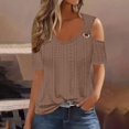 thumbnail image 2 of Timegard Womens Plus Size Tops Eyelet V-Neck Short Sleeve Cold Shoulder Summer Dressy Casual Tunic Tops, 2 of 6