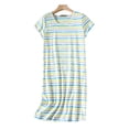 thumbnail image 1 of Pyjama en Coton pour Femmes, Nuisette Grande Taille Vêtements Tricotés Doux à Manches Courtes Col Rond, Bleu Ciel P-TG,, 1 of 4