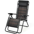 thumbnail image 2 of Patiojoy Fauteuil Inclinable Pliant de Patio en Rotin Brun Mélangé à Gravité Zéro avec Appuie-Tête, 2 of 5