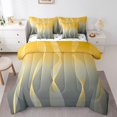 thumbnail image 1 of Gradient Gradient Yellow To Grey Bed in a Bag King Size Comforter Set 7 Pieces,Silver Foil Print Wave Striped Bedding Sets Abstract Ombre Art Sheet Set with Comforter, 1 of 5