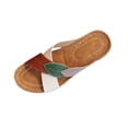 thumbnail image 2 of Orthopedic Sandals for Women Wedge Slide Cross Straps Color Block Open Toe Soft Sole Non Slip Comfortable Walking Sandals Brown, 2 of 9