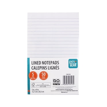 PEN+GEAR - Lot de 5 blocs-notes lignés blancs 12,7 x 20,3 cm