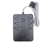 Birdeem Multi Plug Socket Extender with Wireless Charging, Travel Charging Station with 6 AC Sockets, 2 USB A and 1 USB C Ports, Compact Desktop Charging Hub for Home, Office and Travel