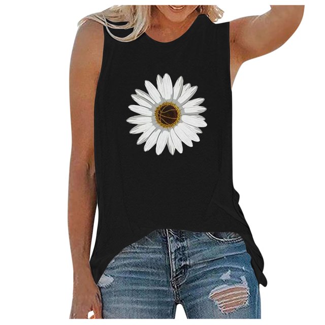 Pompotops Femme Mode Décontractée Imprimé Sans Manches Haut Blouse Débardeur Camisole