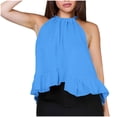 thumbnail image 2 of Weiqiqre Women's Clothing Adjustable Tie Neckline Ruffle Hem Sleeveless Flowy Halter Tops, 2 of 7