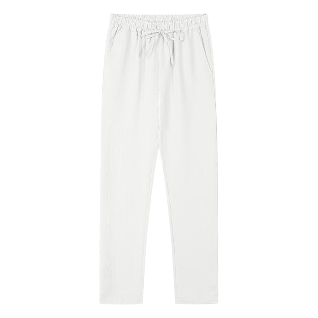 WRKEKC Casual Pants for Men Spring Fall Fashion Solid Color Drawstring Elastic Waist Long Pants for Daily Casual Outings Lounge Wear