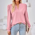 thumbnail image 4 of KIHOUT Spring Winter Womens Tops Fashion Solid Color V-Neck Long Sleeve Loose T-shirt Top Blouse, 4 of 6
