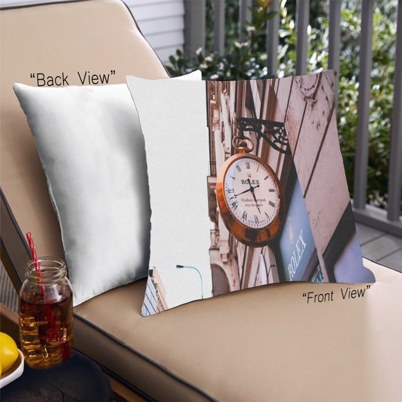 Ahgly Company Time Outdoor Throw Pillow, 18 inch by 18 inch