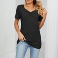 thumbnail image 2 of Timegard Hauts pour Femmes Manches Courtes Col en V Froncé Blouse Confortable Tunique Décontractée à Porter avec des Leggings, 2 of 6