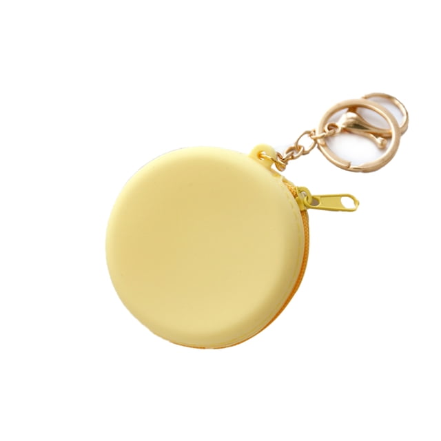 Coins Coin Purse Silicone Cute Zipper Closure Gift Choice Women Change Pouch Wallet For Lipstick KeysSingle Color, Yellow