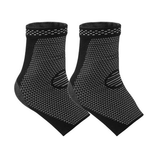 Chevilles Bretelles Sueur Absorbant Antidérapant Sport Chaussette Élastique Respirant Compression Protection Unisexe Gym Blessures Récupération Soutien Noir Gris L