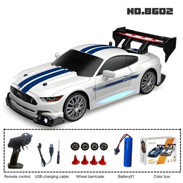 AIGIA 1:24 Scale RC Drift Car 4WD 2.4GHz 30KM/H High Speed Racing Sport Toy Car with LED Lights Racing and Drift Wheels(1/2 Pack)