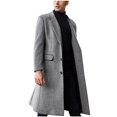 thumbnail image 2 of EGNMCR Jackets for Men Men's British Style Color Long Coat Fashionable Warm Woolen Overcoat, 2 of 8