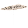 thumbnail image 2 of Costway 13 FT Large Patio Umbrella with LED Solar Lights Crank Handle 12 Heavy-Duty Ribs Beige, 2 of 10