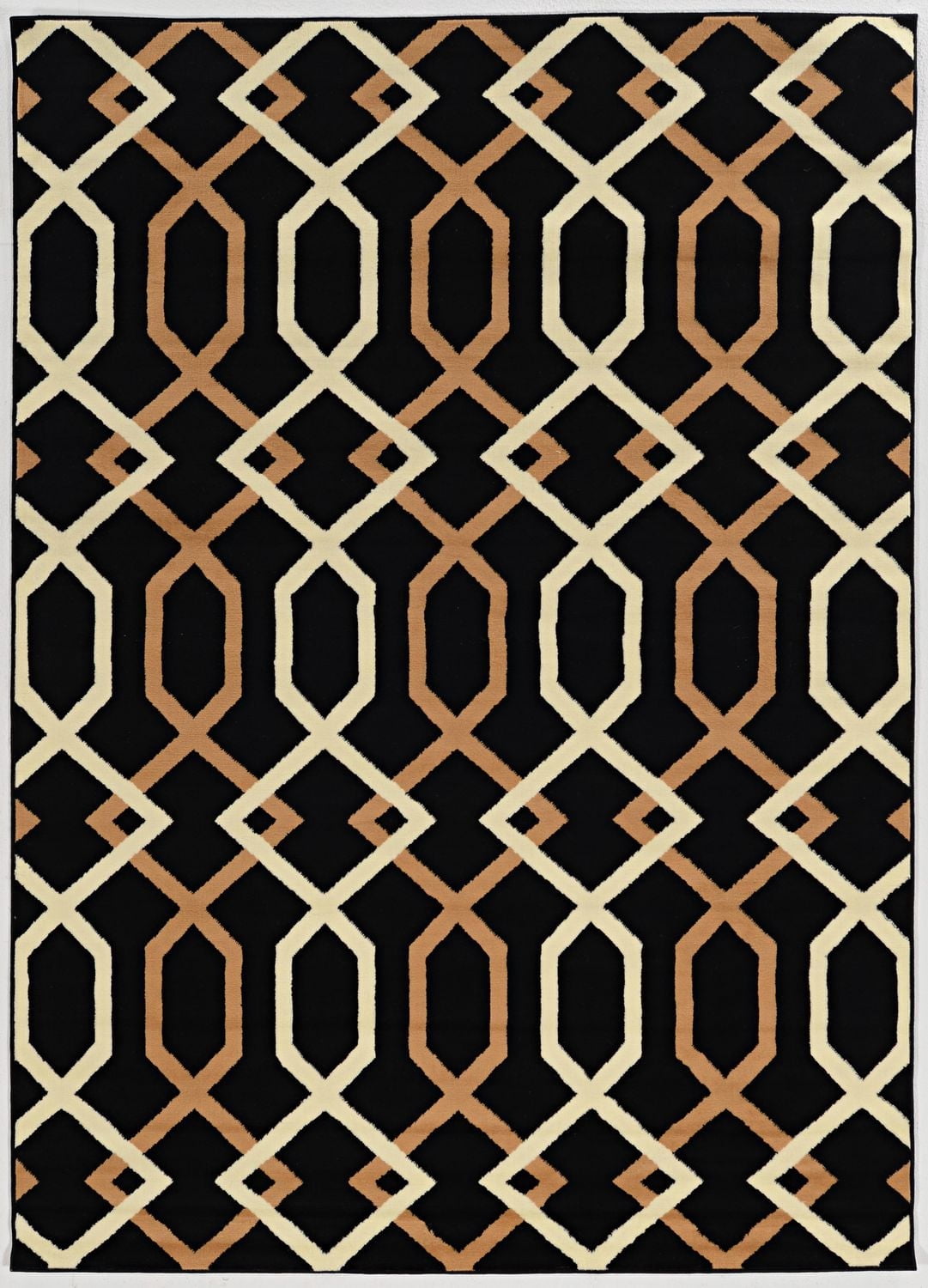 Tapis Capri Hex noir & beige de 6 pi 5 po x 9 pi 3 po