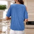 thumbnail image 4 of Timegard Plus Size Tops for Women Round Neck Clod Shoulder Button Short Sleeve Comfy Casual Loose Blouse, 4 of 7