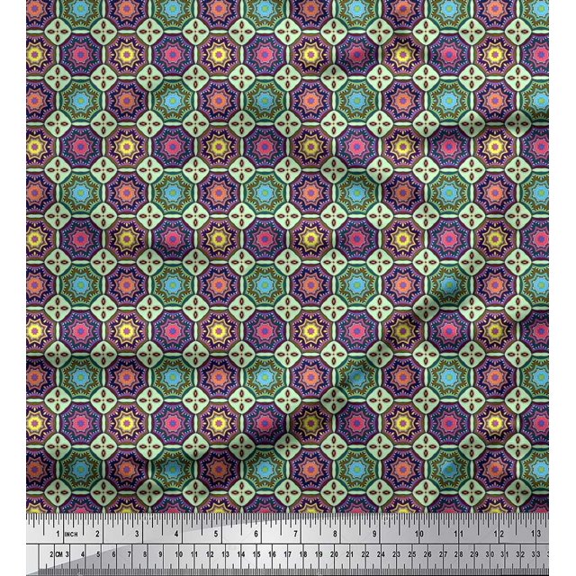 Soimoi Poly Georgette Fabric Floral Mandala Printed Craft Fabric by The Yard 52 Inch Wide
