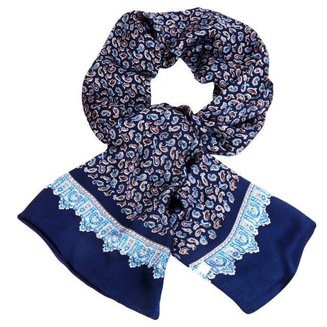 Coofit Artificial Silk Scarf Smooth Double Layer Satin Neckerchief Long Scarf for Men