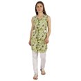 thumbnail image 4 of Moomaya Tunique Sans Manches en Coton Imprimé à Col en V Haut Long d'Été Blouse Décontractée pour Femmes, 4 of 6