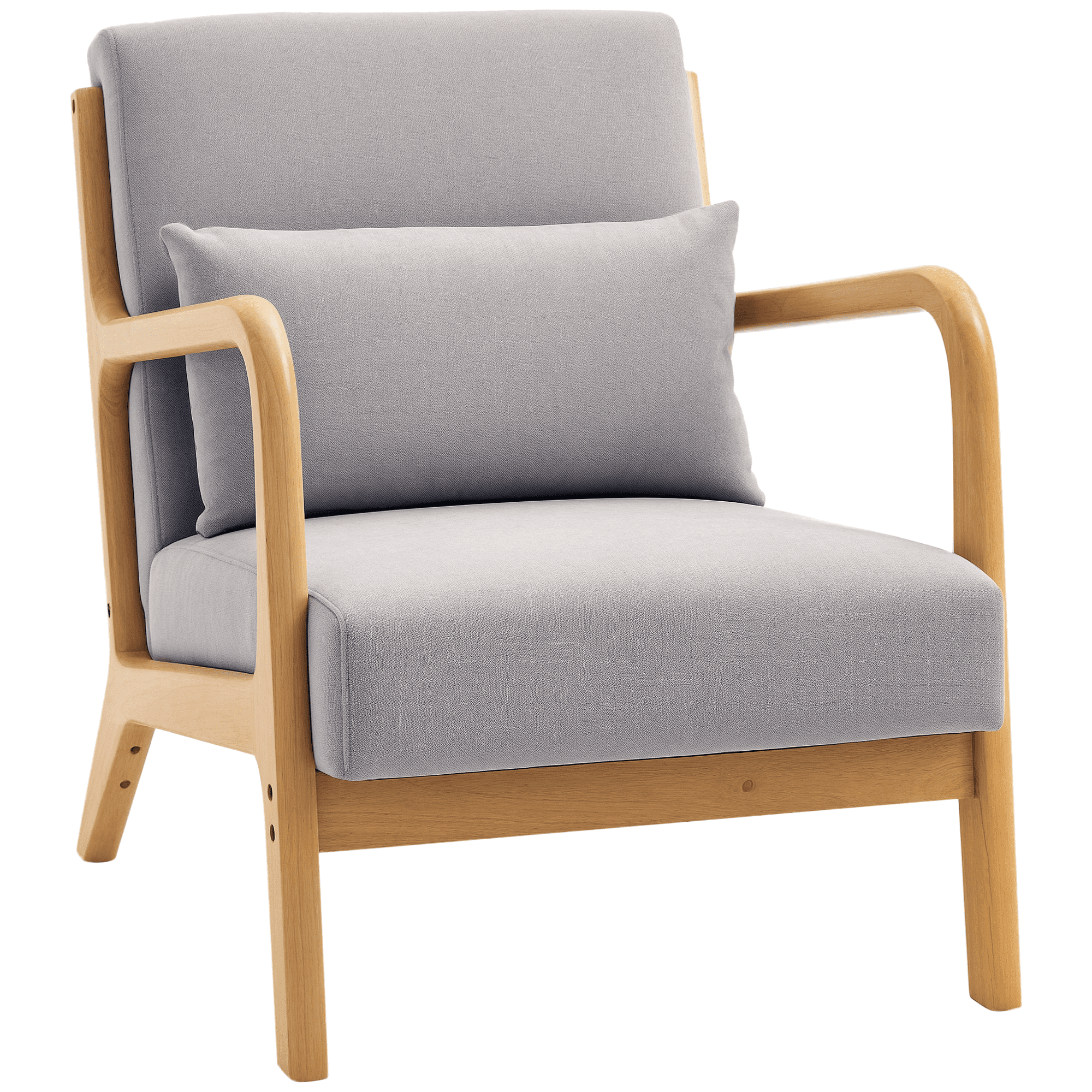 HOMCOM Fabric Accent Chair Velvet Armchair w/ Wood Legs Thick Padding Grey