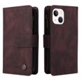 thumbnail image 3 of Case for iPhone 13 Cover Zipper Pocket Wallet Case Magnetic Protective - Braun, 3 of 5