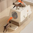 thumbnail image 4 of Cat Litter Box with Lid and Scoop, Stainless Steel Enclosed Litter Box, High Sided Metal Cat Litter Pan, Front Entry Top Exit Kitty Litter Tray for Indoor, Easy To Clean, 4 of 7