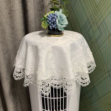 CHOK Lace Jacquard Tablecloth Macrame Round Doily Table Topper Decoration Cover for Home Dresser Scarf and Table Centerpiece