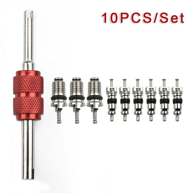 1Set A/C Ac Us Valve Core Remover Installer Tool Kit 75mm Car Air Conditioner Valve Core High-Pressure Cores with Screwdriver