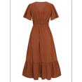 thumbnail image 2 of Women V Neck Summer Dress 2025 Ruffle Sleeves Dot Boho Flowy Beach Long Maxi Cocktail Dresses, 2 of 10